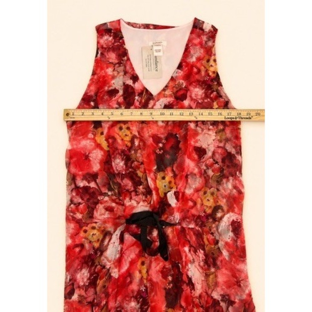 NWT Sundance, Women's, Red Floral, Silk, V-Neck, Tie Waist, Dress Size 10 - Picture 11 of 12